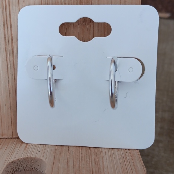 Silver Tone Hoop Earrings - Picture 2 of 6